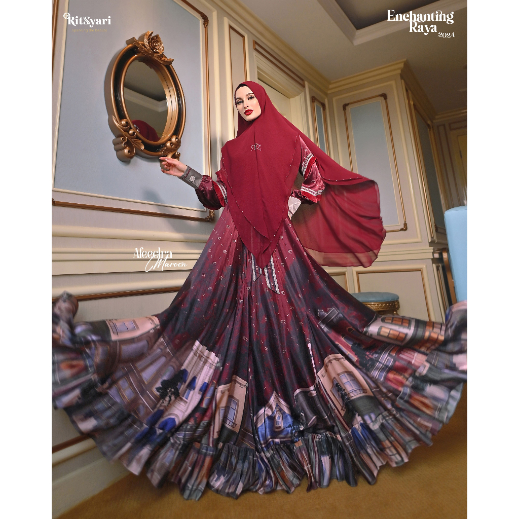 Jual RITZ SYARI - SET DRESS AFEECTRA MAROON PREMIUM 