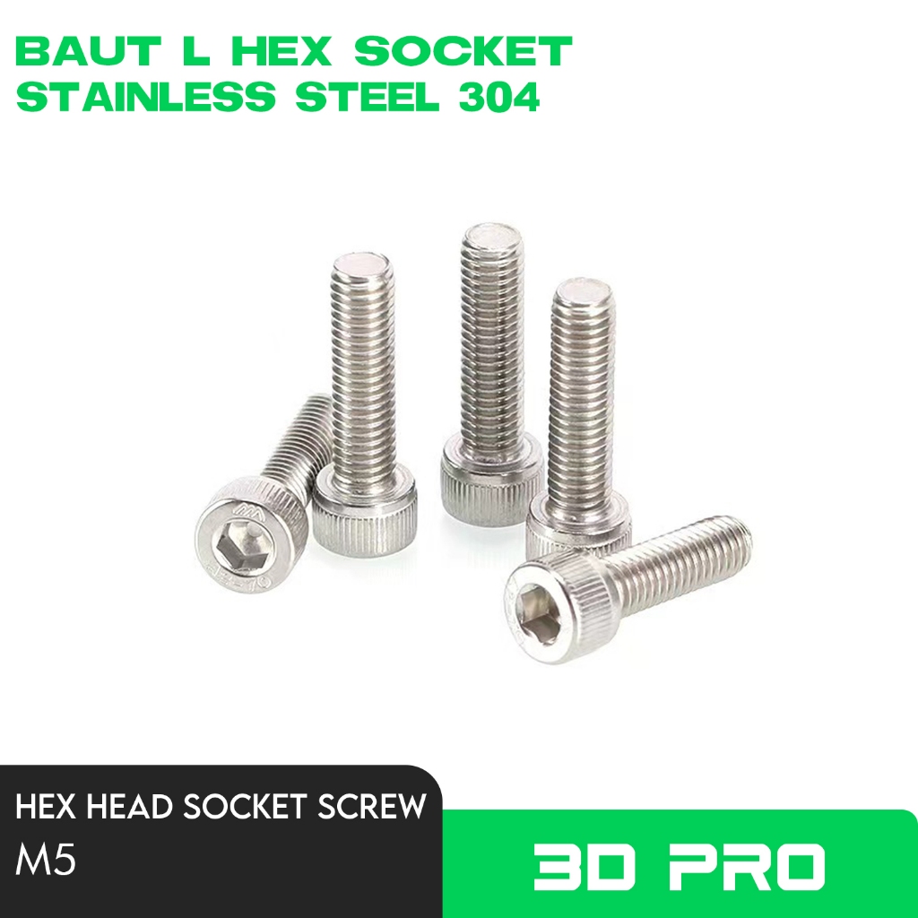 Jual Baut L M5 (8-60mm) Hex Head Socket Screw Stainless Steel SS 304 ...