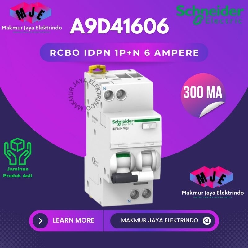 Jual RCBO IDPN 1P+N 6A 300mA Vigi Schneider A9D41606 Original SNI ...