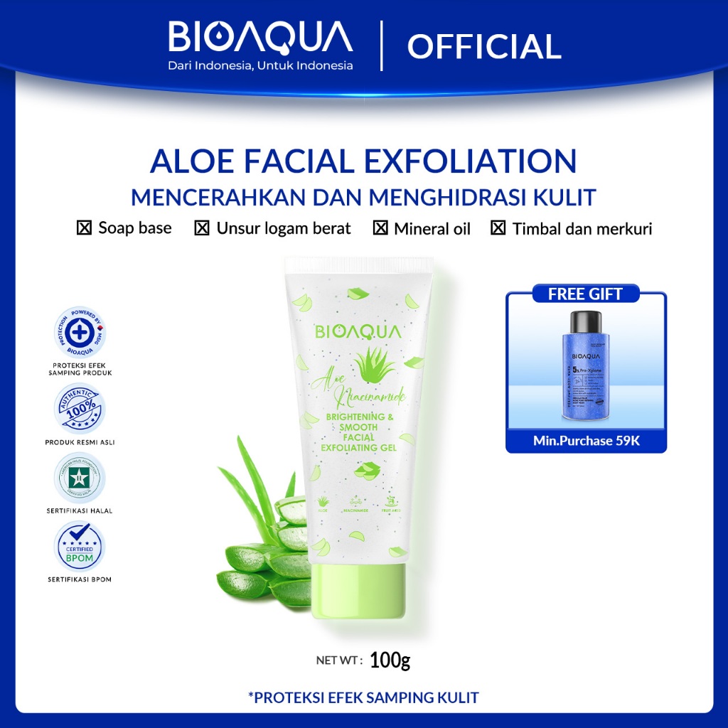 Jual BIOAQUA Scrub Wajah Peeling Gel Niacinamide Brightening & Smooth Facial Exfoliating Gel