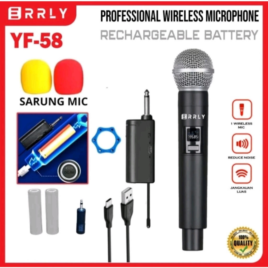 Jual Mic Microphone Karaoke Profesional Wireless Mic Yf Uhf Single