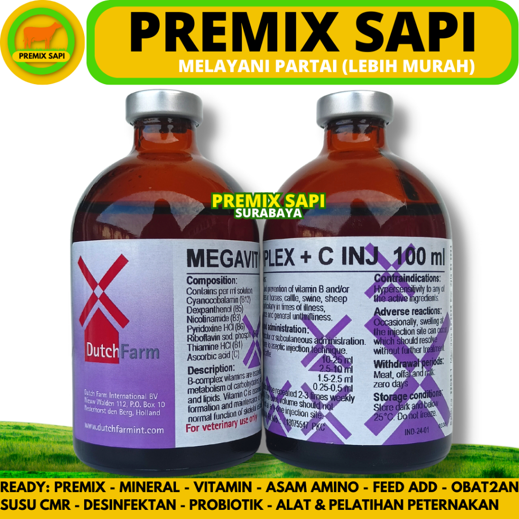Jual MEGAVIT B COMPLEX 100 ML DUTCHFARM - Vitamin B Complex & Vitamin C ...