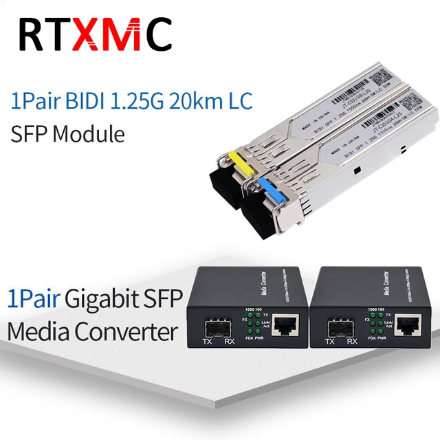 Jual Modul Konverter Media Gigabit Sfp Transceiver 20km 1000mbps Rj45 ...