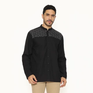 AMK Baju Koko Lengan Panjang Bordir KK DAUD L/S Black