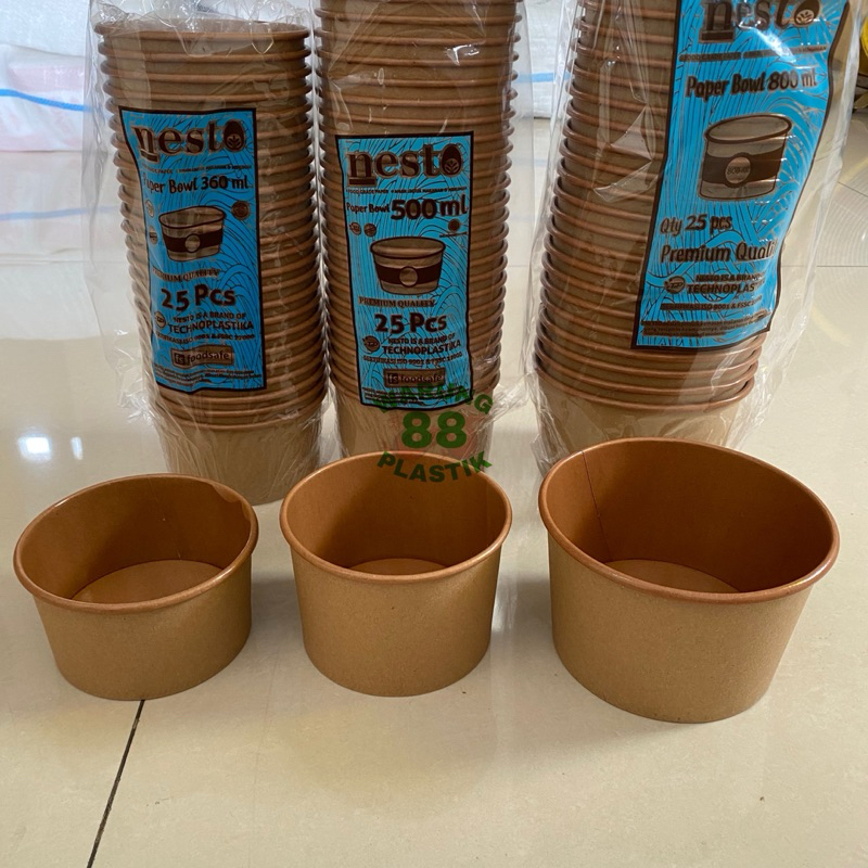 Jual PAPER BOWL KRAFT 360ML 500ML 650ML 800ML TANPA TUTUP | MANGKOK ...