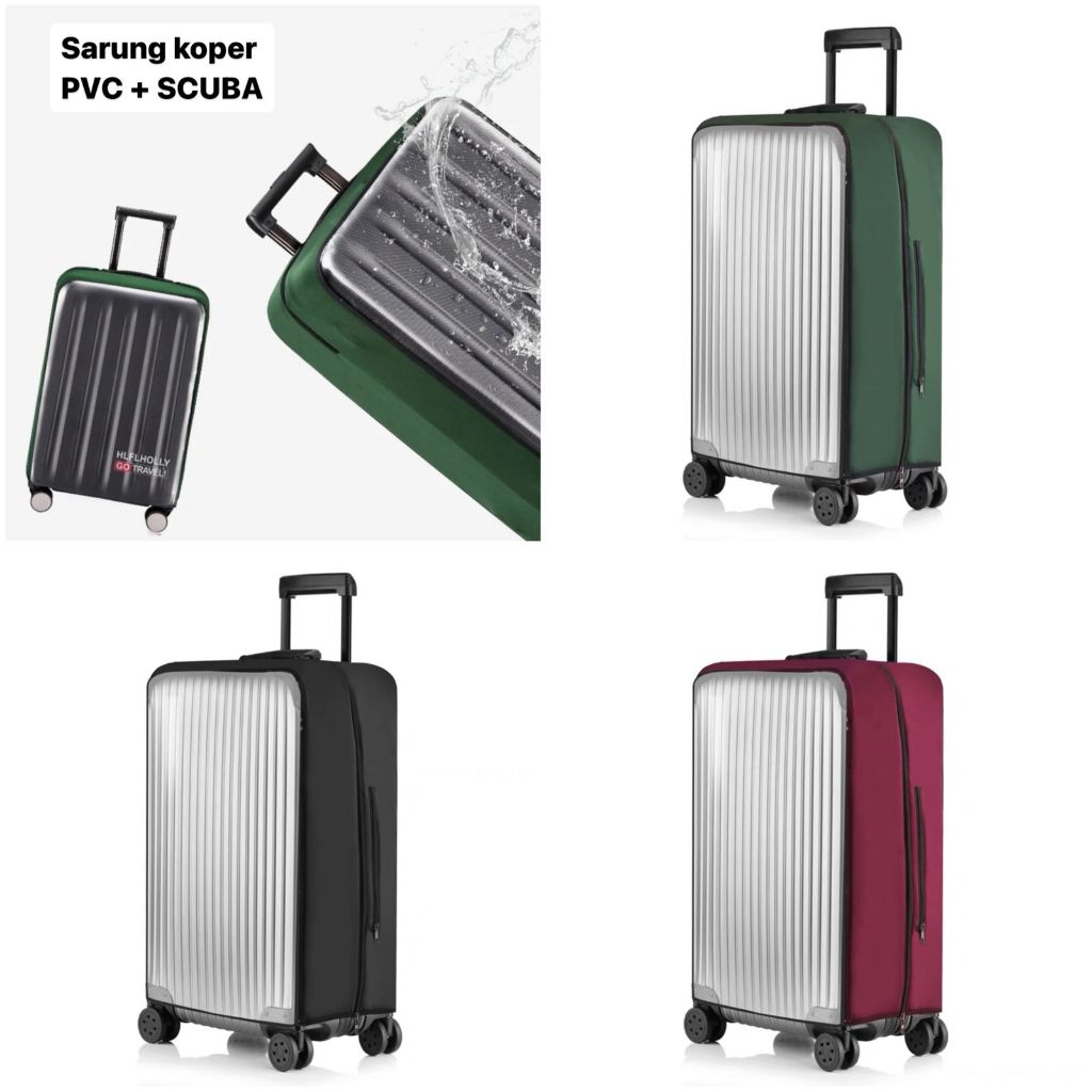 Jual sarung cover pelindung koper elastis bening / luggage cover ...