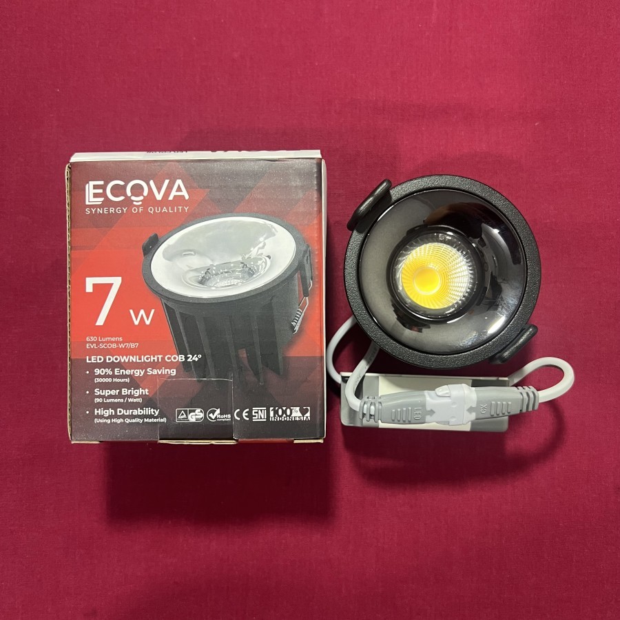 Jual Lampu Downlight LED COB Spotlight 7W Inbow Body Hitam Ecova ...