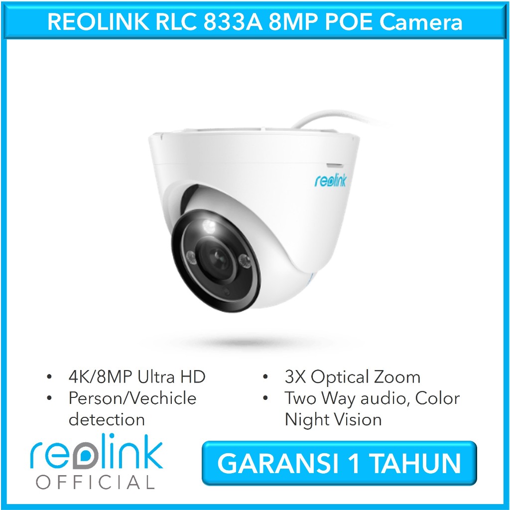 Jual REOLINK RLC 833A 4K 8MP Smart POE IP Camera Indoor Outdoor Optical