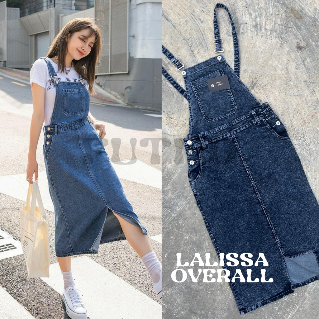 Jual FUTI ID - Lalissa Overall I Overall Jeans Wanita Rok Span Midi ...