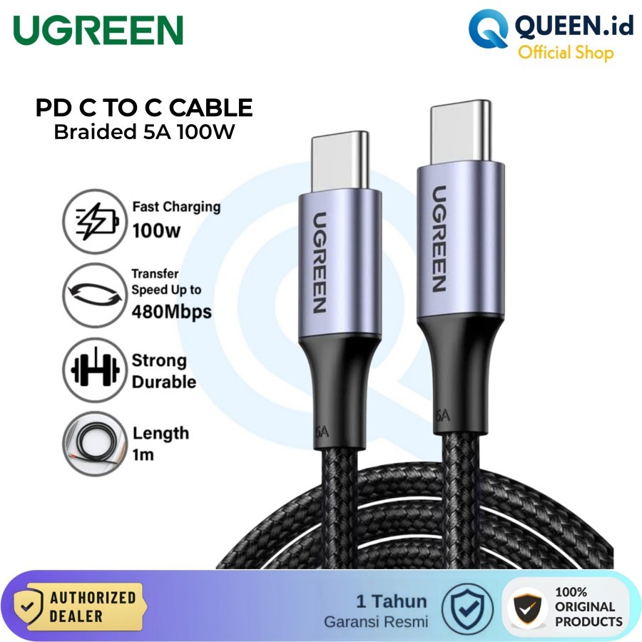 Jual Ugreen Kabel Data Charger Usb Type C To C Pd Qc M A W Shopee Indonesia