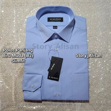 Kemeja Alisan Polos Slimfit Lengan Panjang ( 100 )