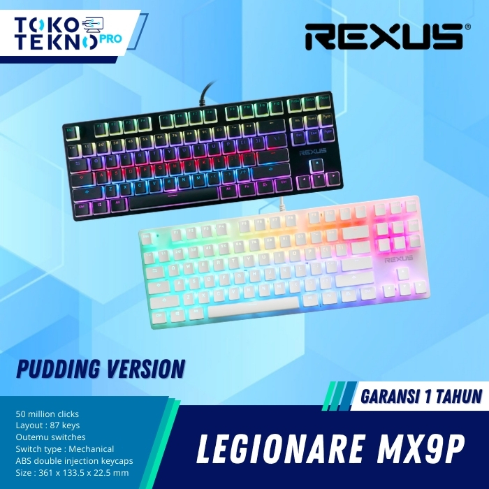 Jual Rexus MX9P / MX9 Pudding TKL RGB Gaming Keyboard | Shopee Indonesia