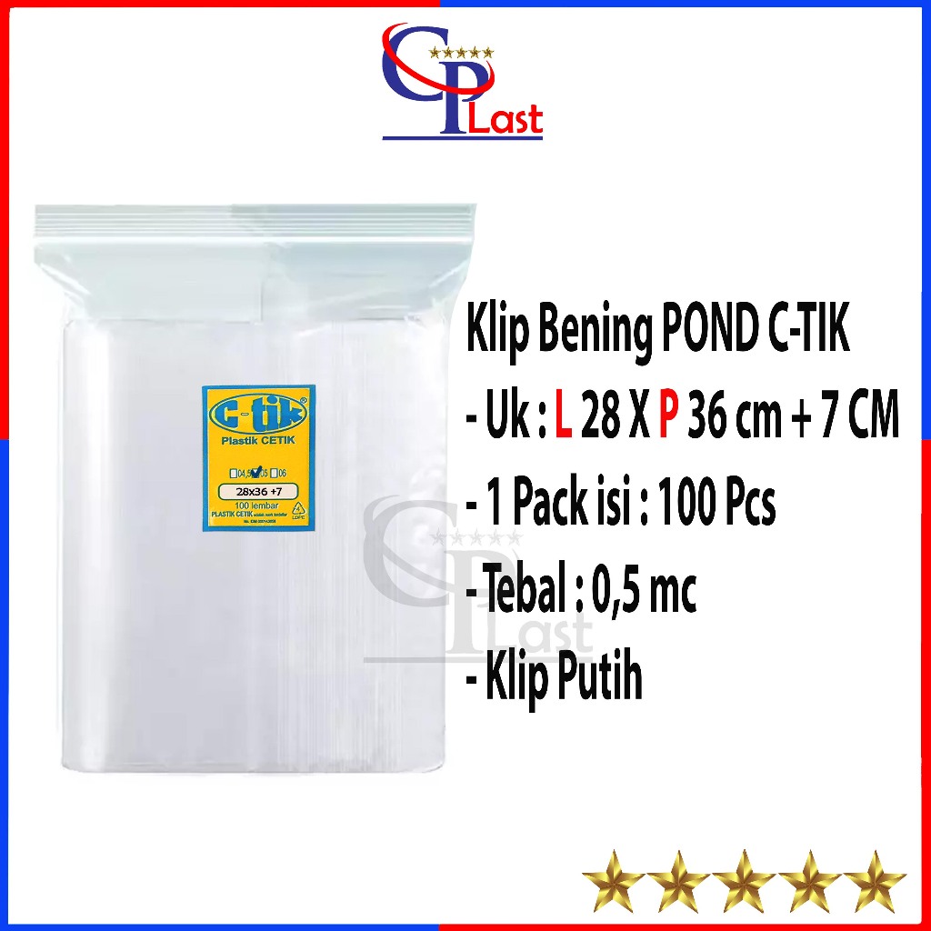 Jual Plastik Klip Bening Pond 28x35 7 Cm C Tik Isi 100 Lembar Ziplock Plastik Baju 7791