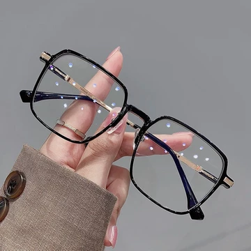 Kacamata Lensa Photocromic Kacamata Anti Radiasi Gaya Retro Kotak Lensa Square Replaceable