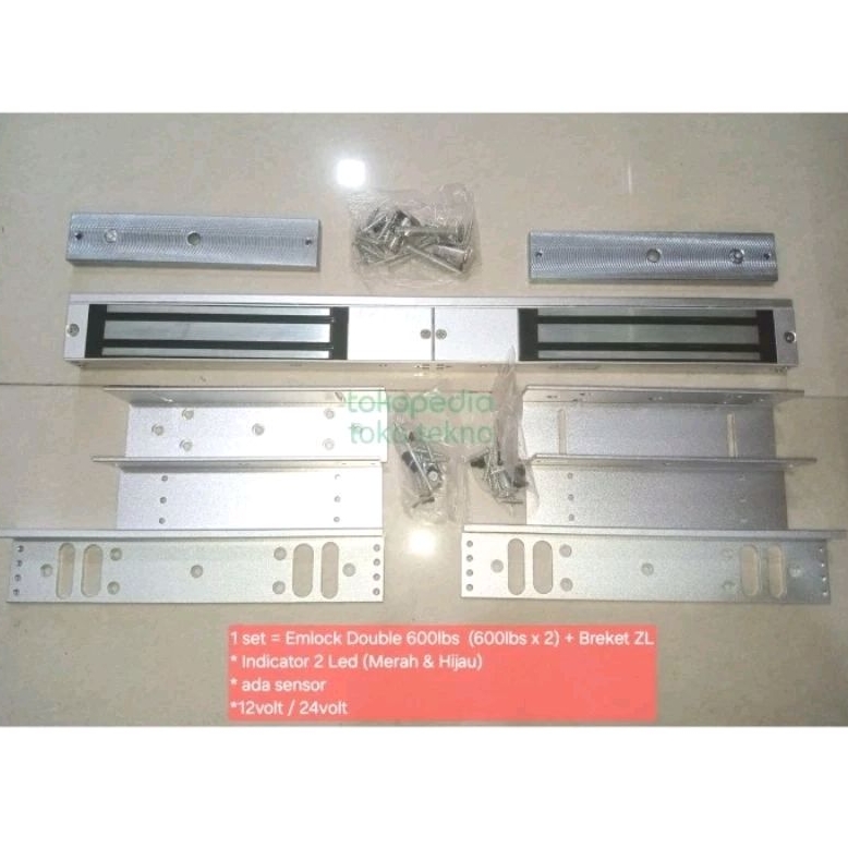 Jual Magnetic Lock Mlock Emlock Double 600Lbs + Breket ZL 600lbsx2 12V ...
