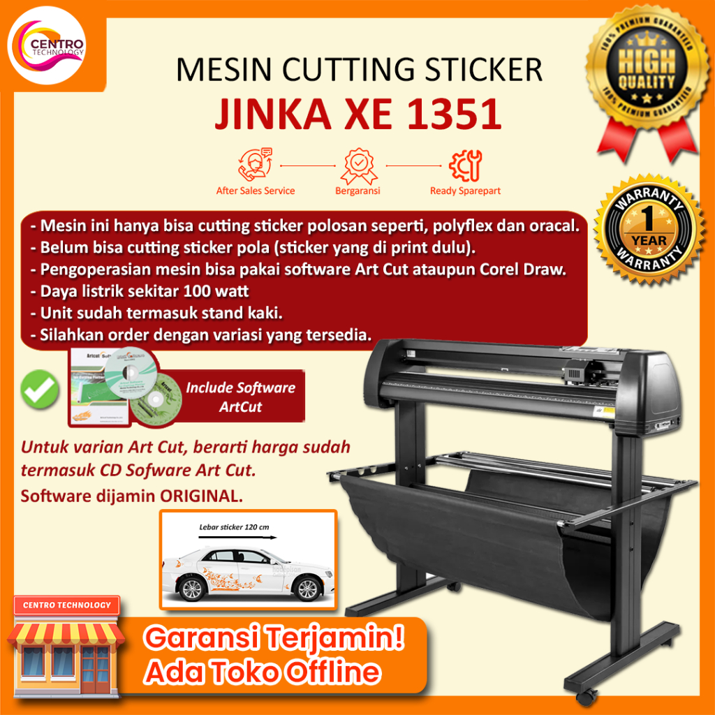 Jual Mesin Cutting Sticker XE / JK / BIASA 1351 (ARTCUT) UK 1,3 METER ...
