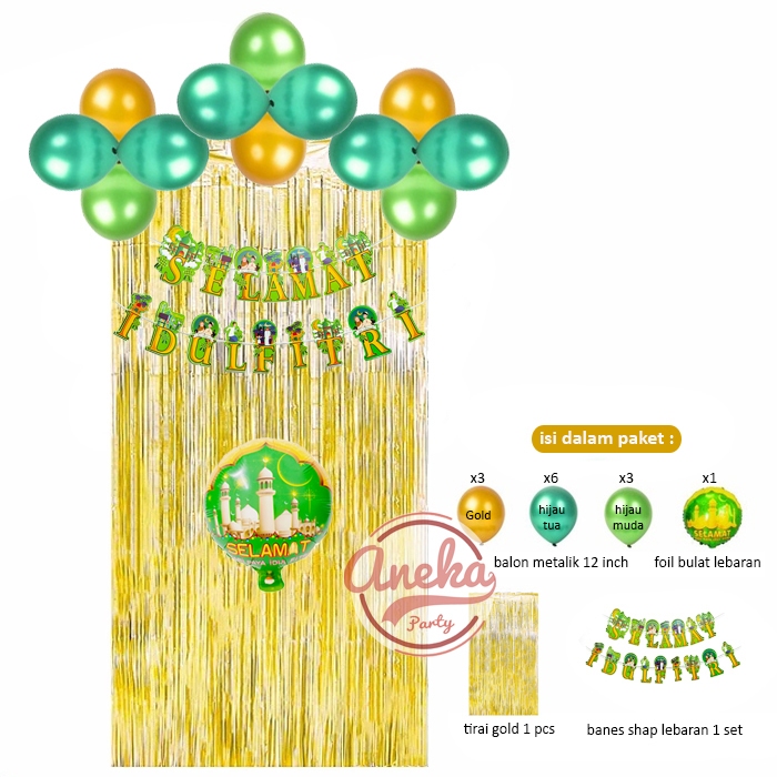 paket dekorasi lebaran banner shape / paket balon dekorasi idul fitri lebaran / set dekor hari raya lebaran idul fitri