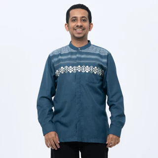 M231 Kemeja Pria Koko Habib Jafar Panjang Navy 0388