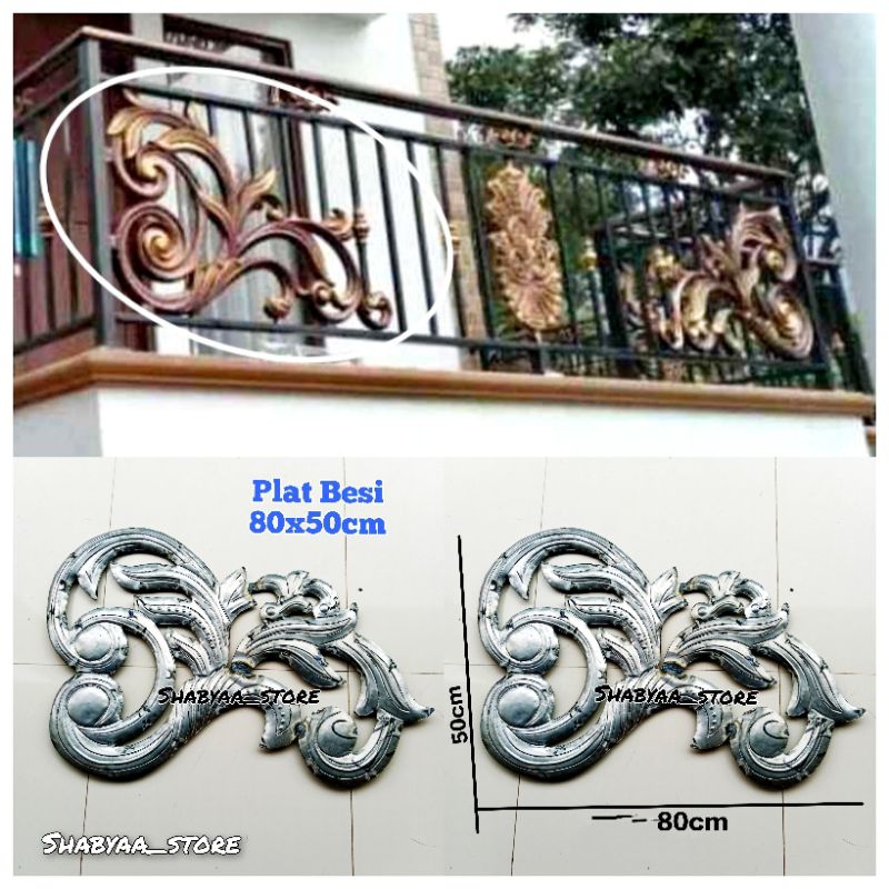 Jual Aksesoris Pagar Klasik 80x50cm Pagar Besi Tempa Balkon Raling ...