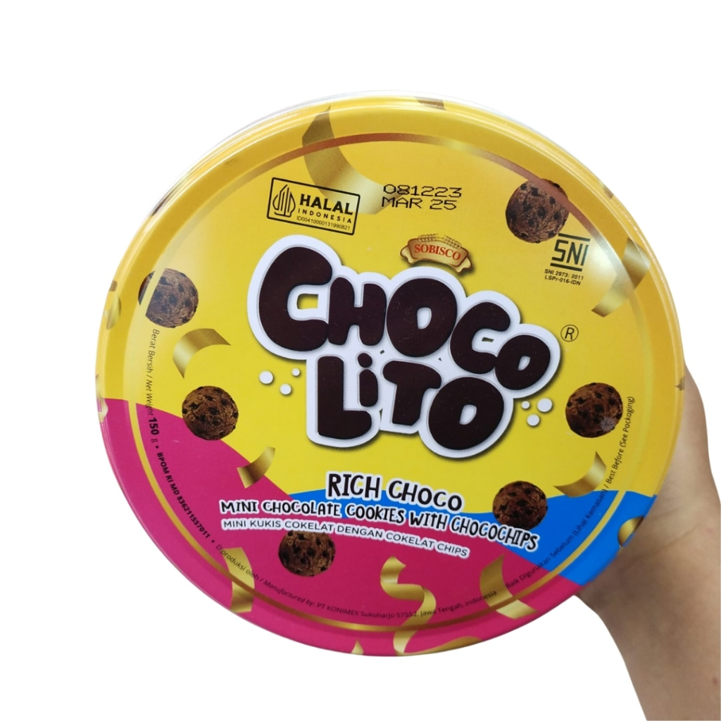 Jual Choco Lito Mini Chocolate Chocochips 150gr Roti Kaleng Biskuit ...