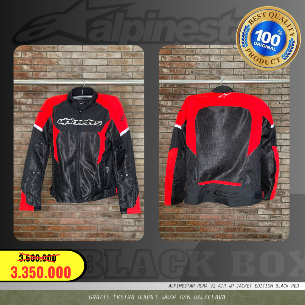 Jual ALPINESTAR ROMA V2 AIR WP JACKET EDITION BLACK RED | Shopee