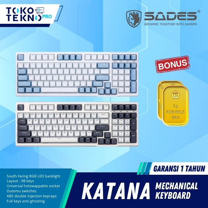 Jual Sades Katana Wireless Bluetooth 96% Mechanical Keyboard Gaming ...