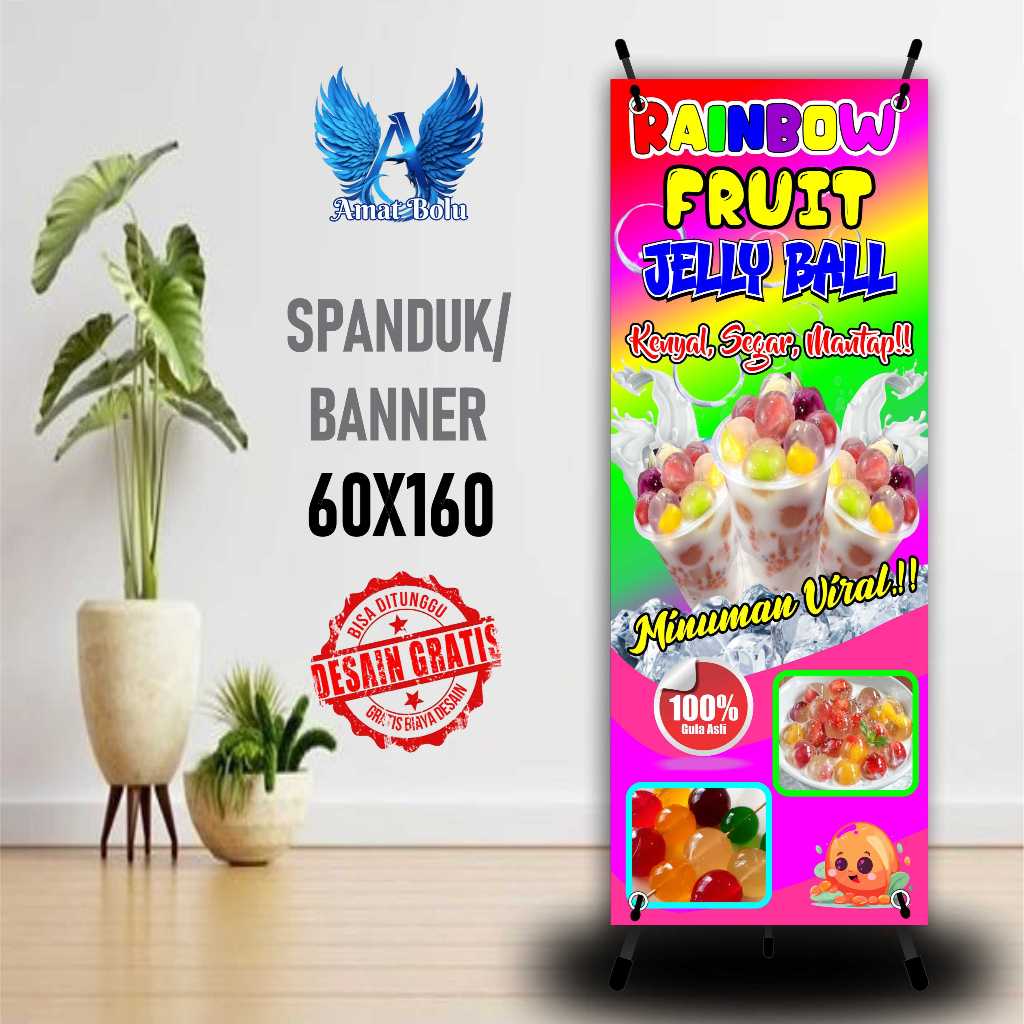 Jual Cetak Banner Cetak Spanduk RAINBOW FRUIT JELLY BALL Ukuran 60X160 ...