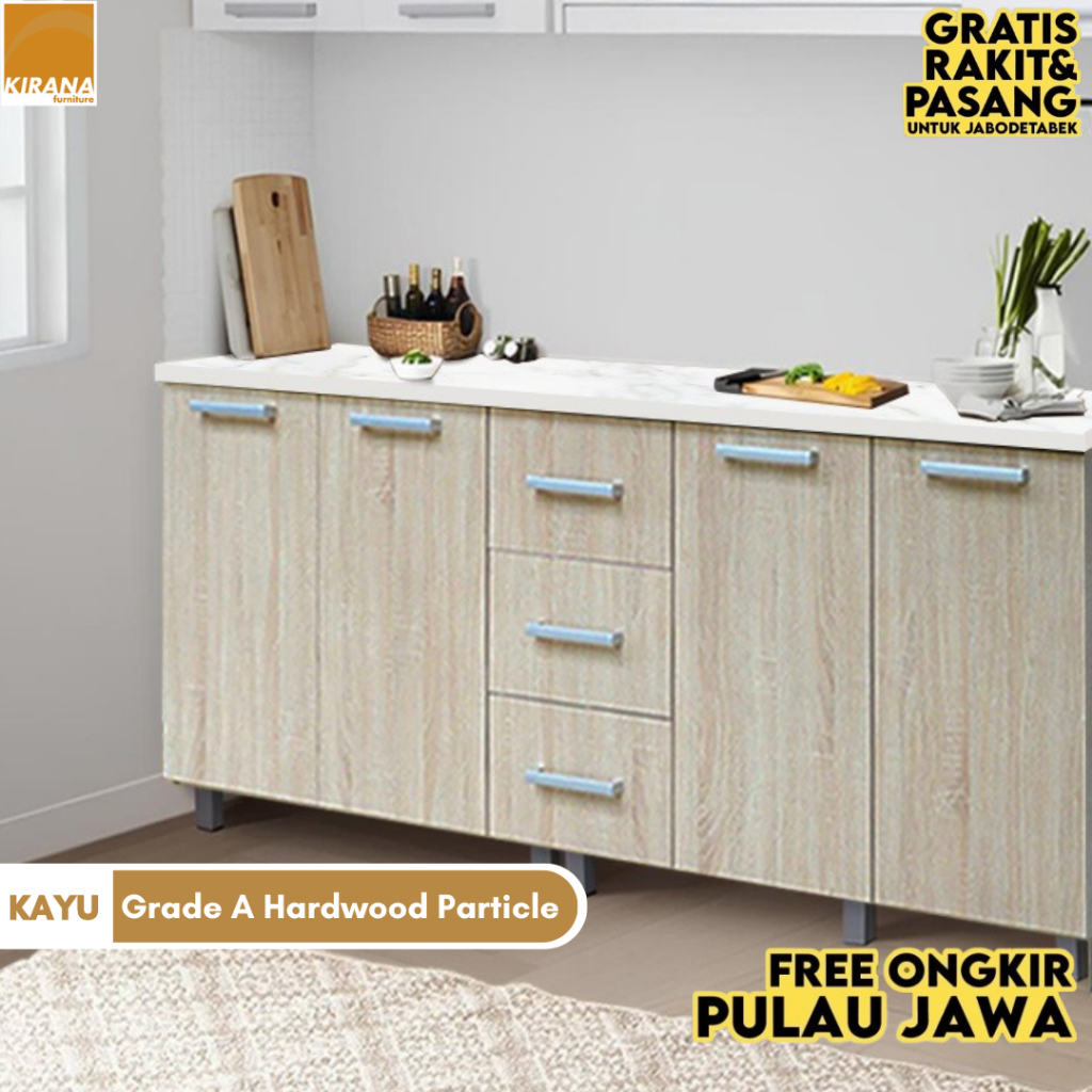 KIRANA Denver - Kitchen Set Bawah Minimalis Rak Dapur Kayu Serbaguna Dan Lemari Kantor