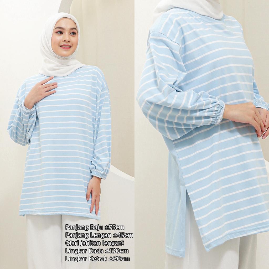 Jual Atasan Wanita Blouse Oversize Alice Stripes Femonritch Hijab Dan Wudhu Friendly Shopee 1487