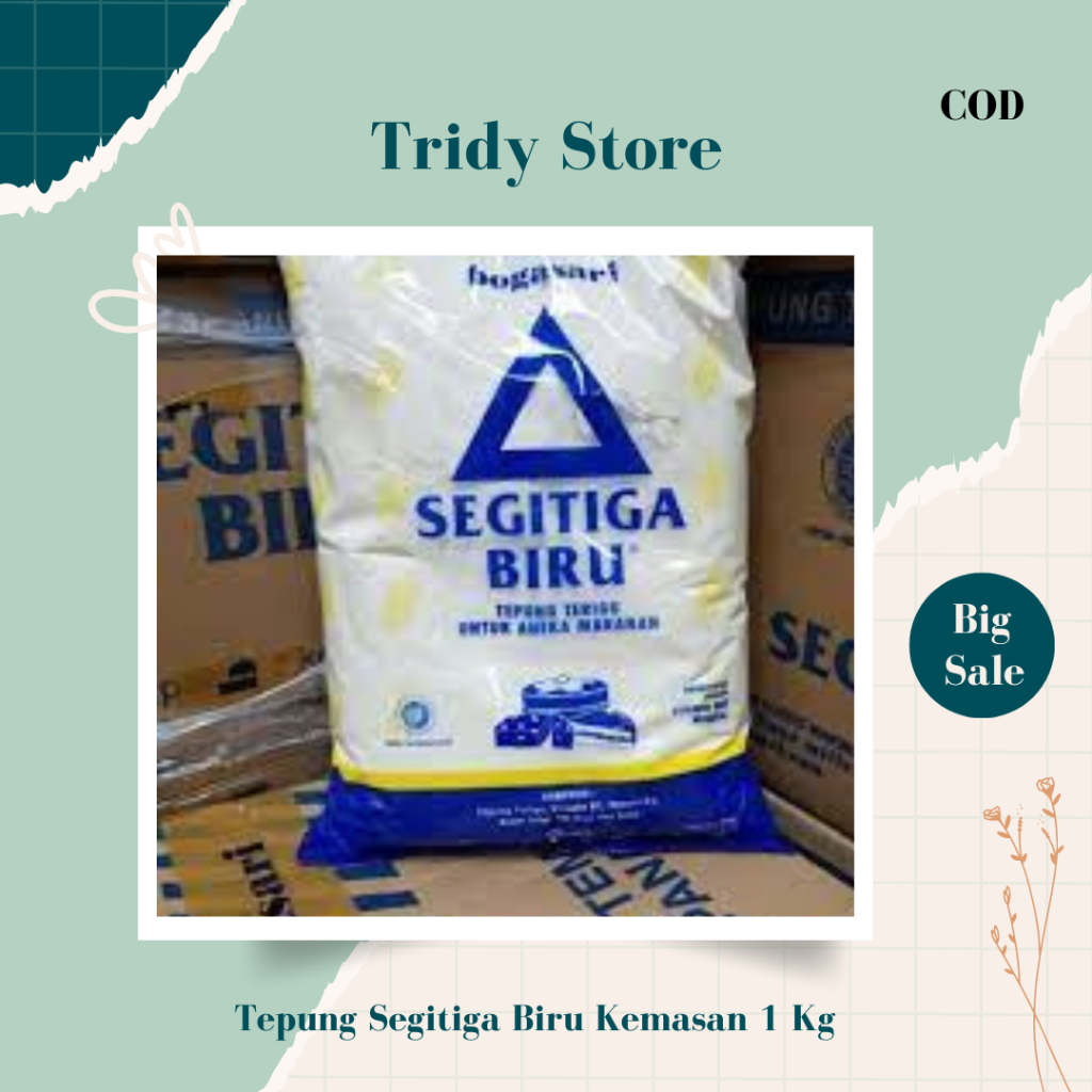Jual Tepung Segitiga biru kemasan 1 kg tepung terigu roti | Shopee ...