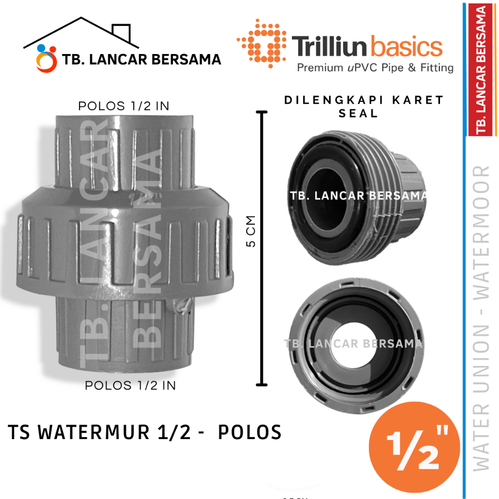 Jual WATERMUR 1/2 INCHI TRILLIUN TS - WATER UNION FITTING PVC | Shopee ...