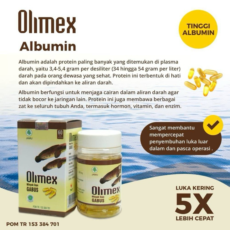 Jual OLIMEX MINYAK IKAN GABUS EKSTRAK SARI KUTUK ALBUMIN MEMBANTU PROSES PENYEMBUHAN LUKA