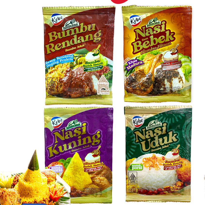 調味料・料理の素・油 ULEG Terasi,Teri, Bawang, KOBE Nasi Uduk Jual Bumbu Aduk Nasi Uduk Kobe 3 pcs | Sayurbox