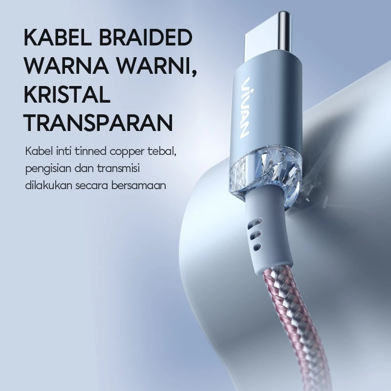 VIVAN Kabel Type C to Type C / Type C to Lightning Fast Charging PD 120CM Seri VXC VXCC120S / VXCL120S new