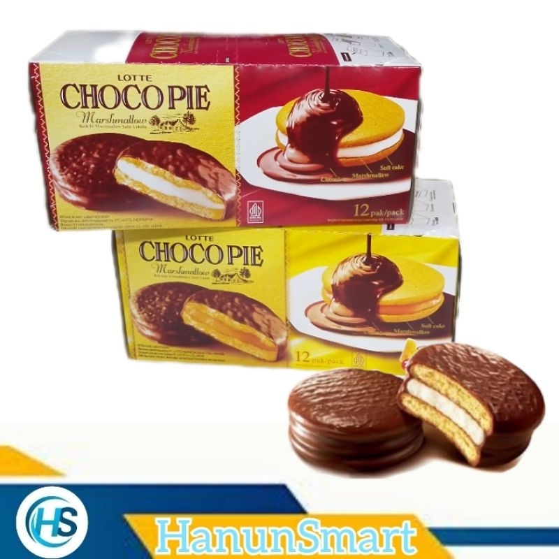 Jual chocopie marshmallow Lotte Richeese keju dan coklat isi 12 ...