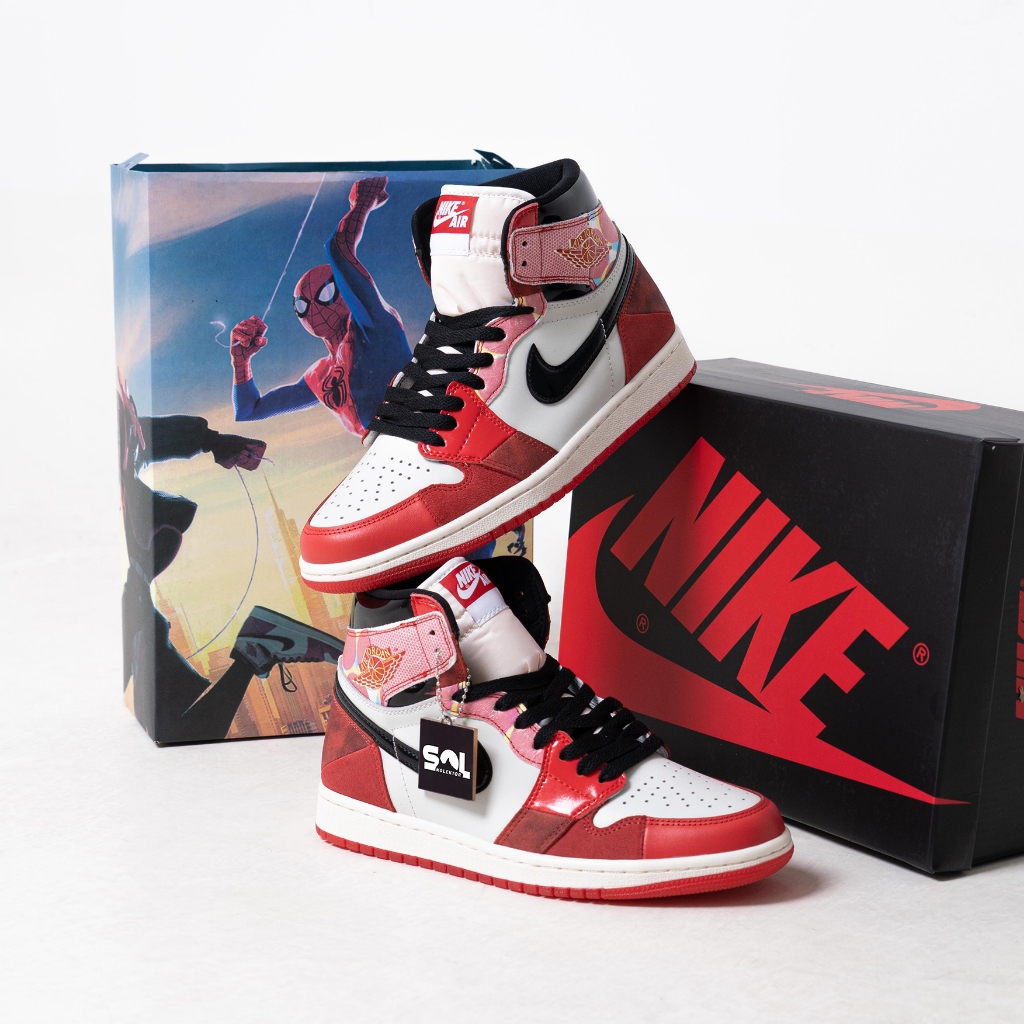 Jual Air Jordan 1 Retro High OG Spider Sepatu Sneaker Pria Black red 14198 Shopee Indonesia