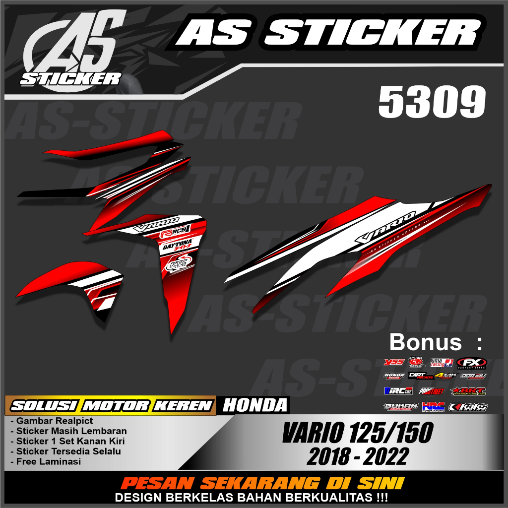 Jual 5309a Striping Sticker Vario New 125 150 2018 2022 Desain Racing