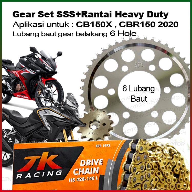 Jual Gear set CB150X/CBR150 2020+rantai SSS/RK/TK.Cocok untuk Touring