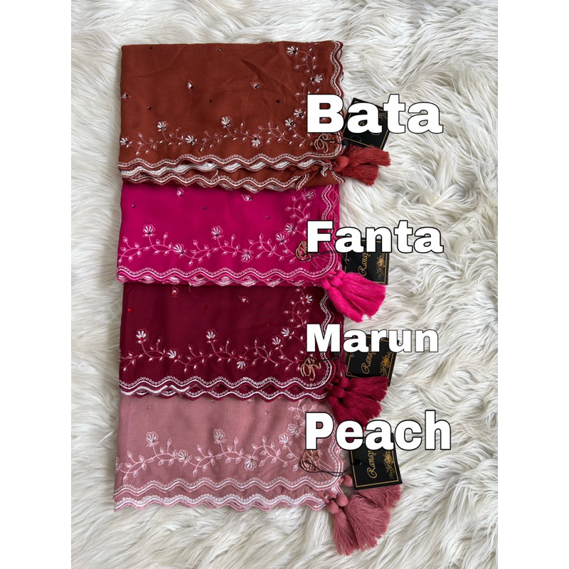 Kerudung Segi Empat Voal Super Bordir Bunga Jasmine By Ranaya Hijab