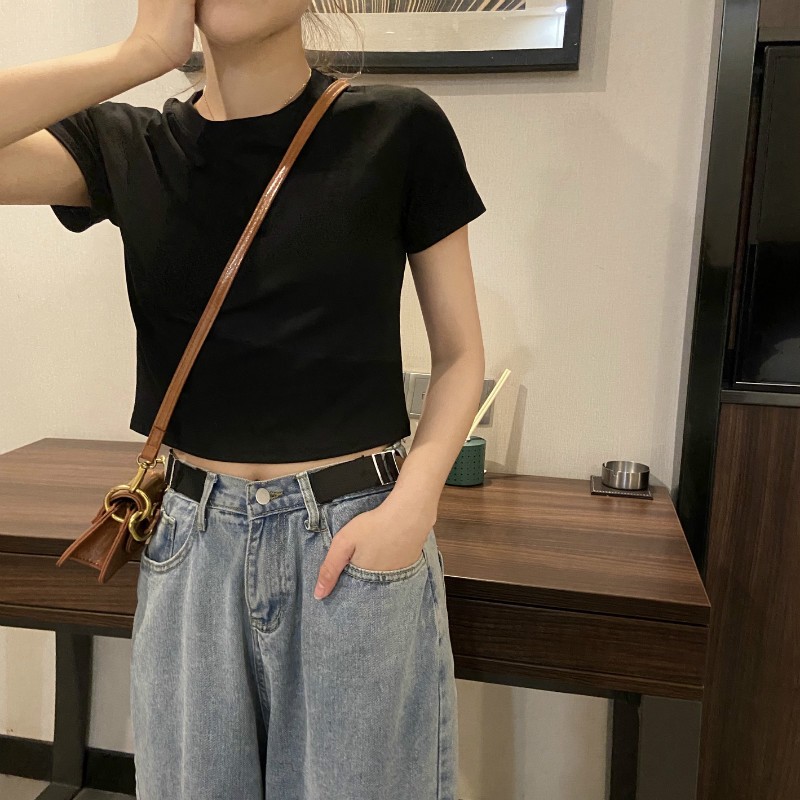 Jual MISCO kaos crop zipper wanita Kaos Wanita Putih crop top polos