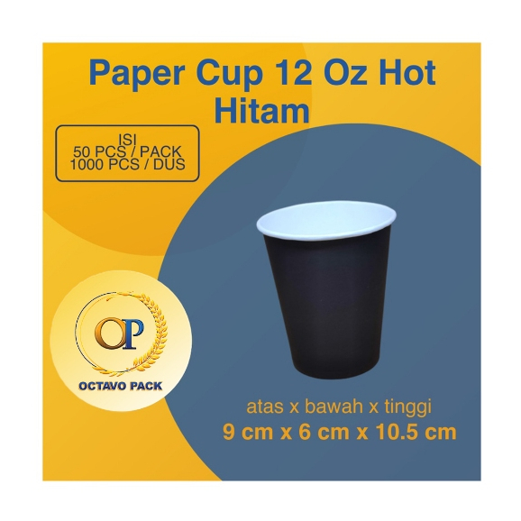 Jual Paper Cup 12 Oz Hot Hitam / Gelas Kertas Minuman Panas 12 Oz Warna ...