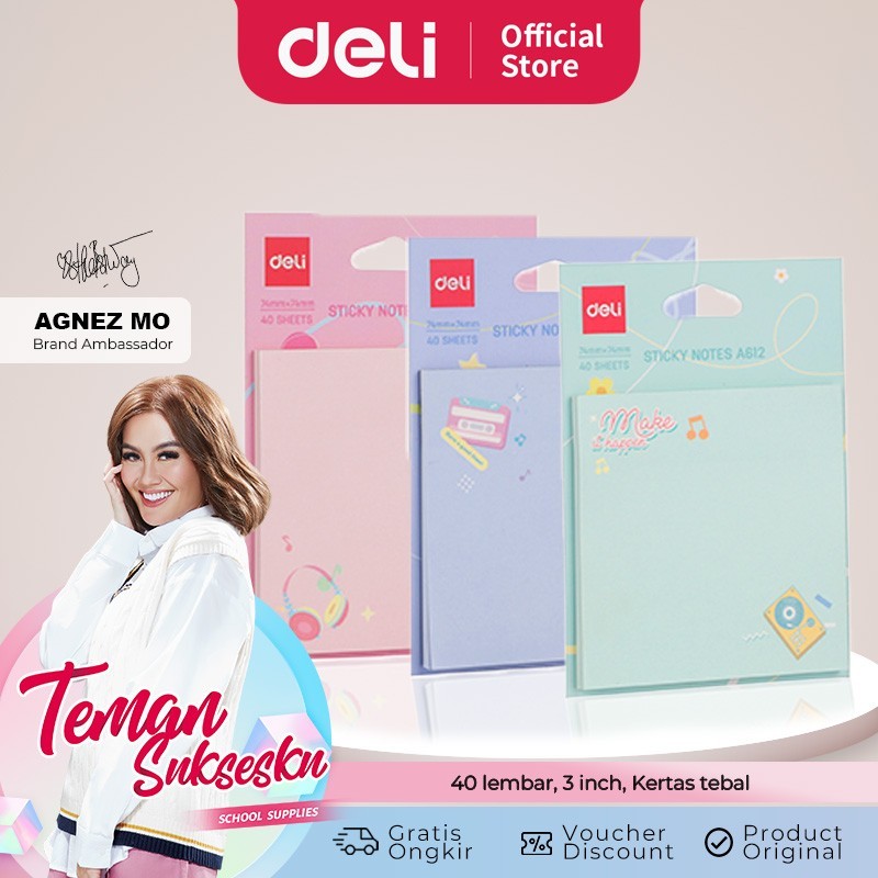 Jual DELI Sticky Notes / Memo Pad / Kertas Tempel 76x76mm (40 Lembar ...