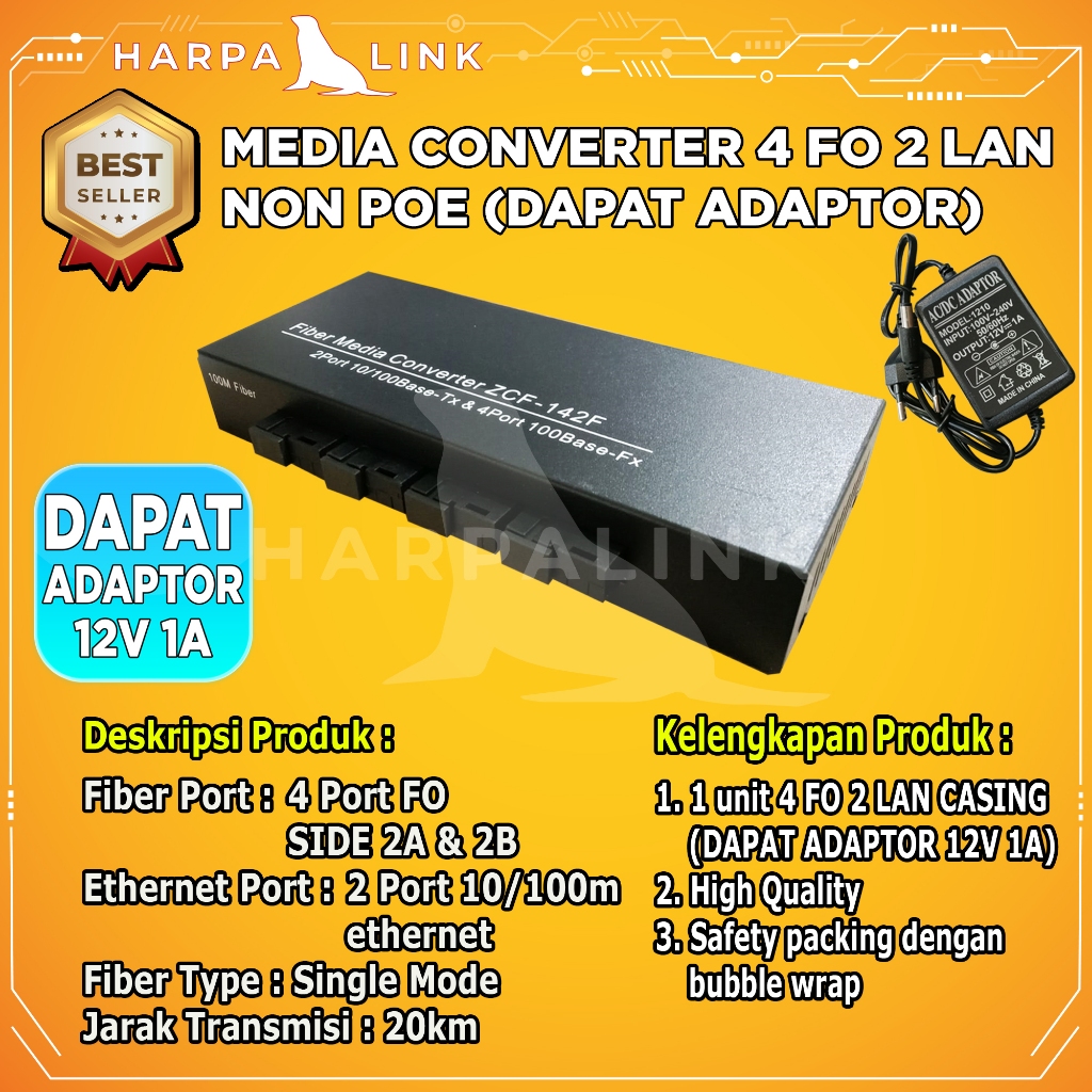 Jual Media Converter 4 FO 2 LAN 4 SC 2 RJ45 10/100 Mbps Full Body ...
