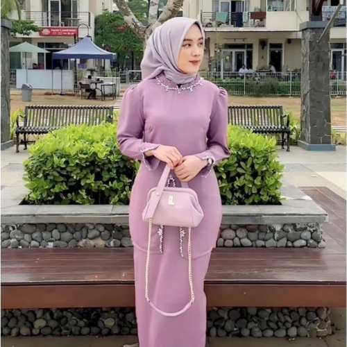 Jual Oneset Eliza Baju Kurung Melayu Dress Pesta Setelan Wanita Baju Kondangan Kekinian Full