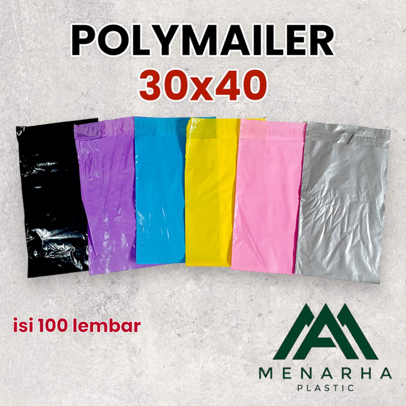 Jual Polymailer Warna 30x40 Isi 100pcs Plastic Packing Murah Tebal Glossy Amplop Lem Seal 4956