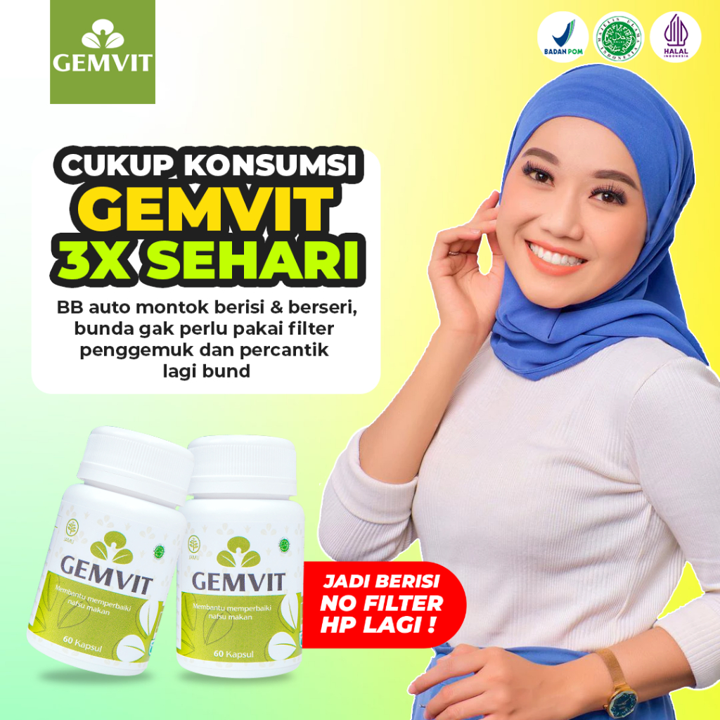 Jual Gemvit Suplemen Penggemuk Penambah Berat Badan Pencerah Wajah ...