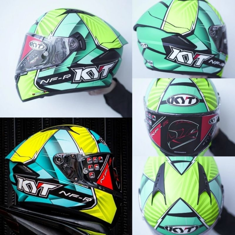 KYT NFR XAVI FOREST 2021 YELLOW GREEN DOFF ORIGINAL DOUBLE VISOR HELM  FULL FACE SNI ORI NF-R MOTIF MOTO GP