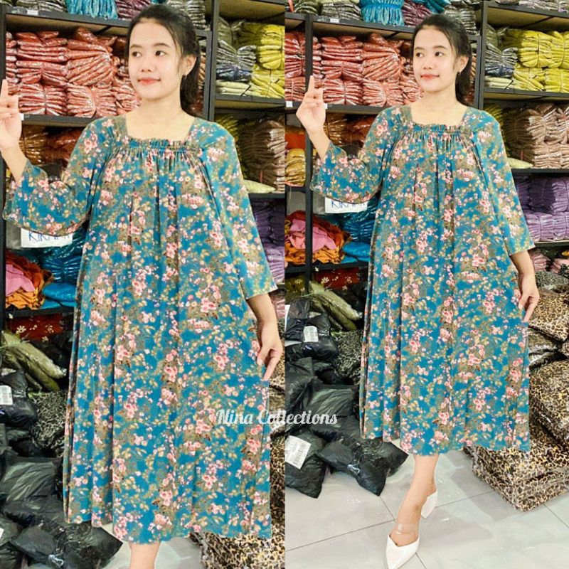 Jual Daster Dress Fuji Rayon Premium 7/8 Model Kerut Busui Bumil