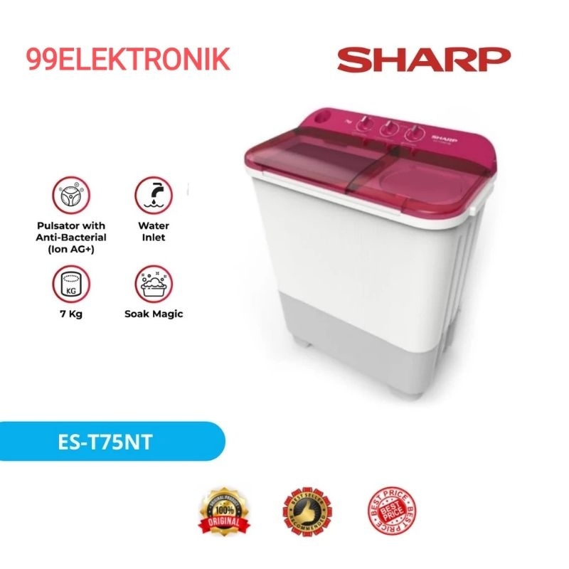 Jual Mesin cuci 2 tabung 7kg SHARP ES-T75NT / MESIN CUCI MURAH | Shopee