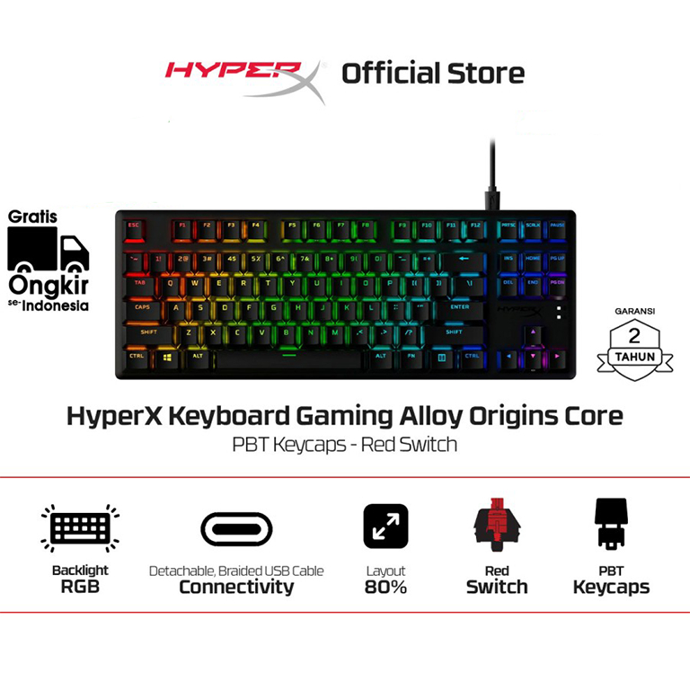 Jual HyperX Keyboard Gaming Alloy Origins Core - PBT Keycaps | Shopee ...
